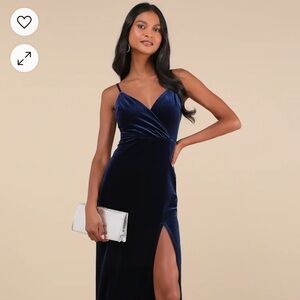 Lulus Graceful Glamour Navy Blue Velvet Surplice
Maxi Dress